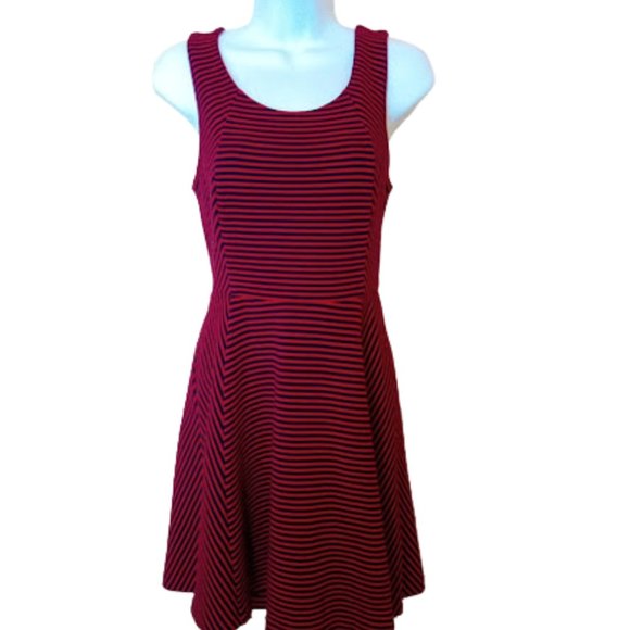 Red Blue Striped Fit and Flare Dress Size XS - Picture 5 of 5